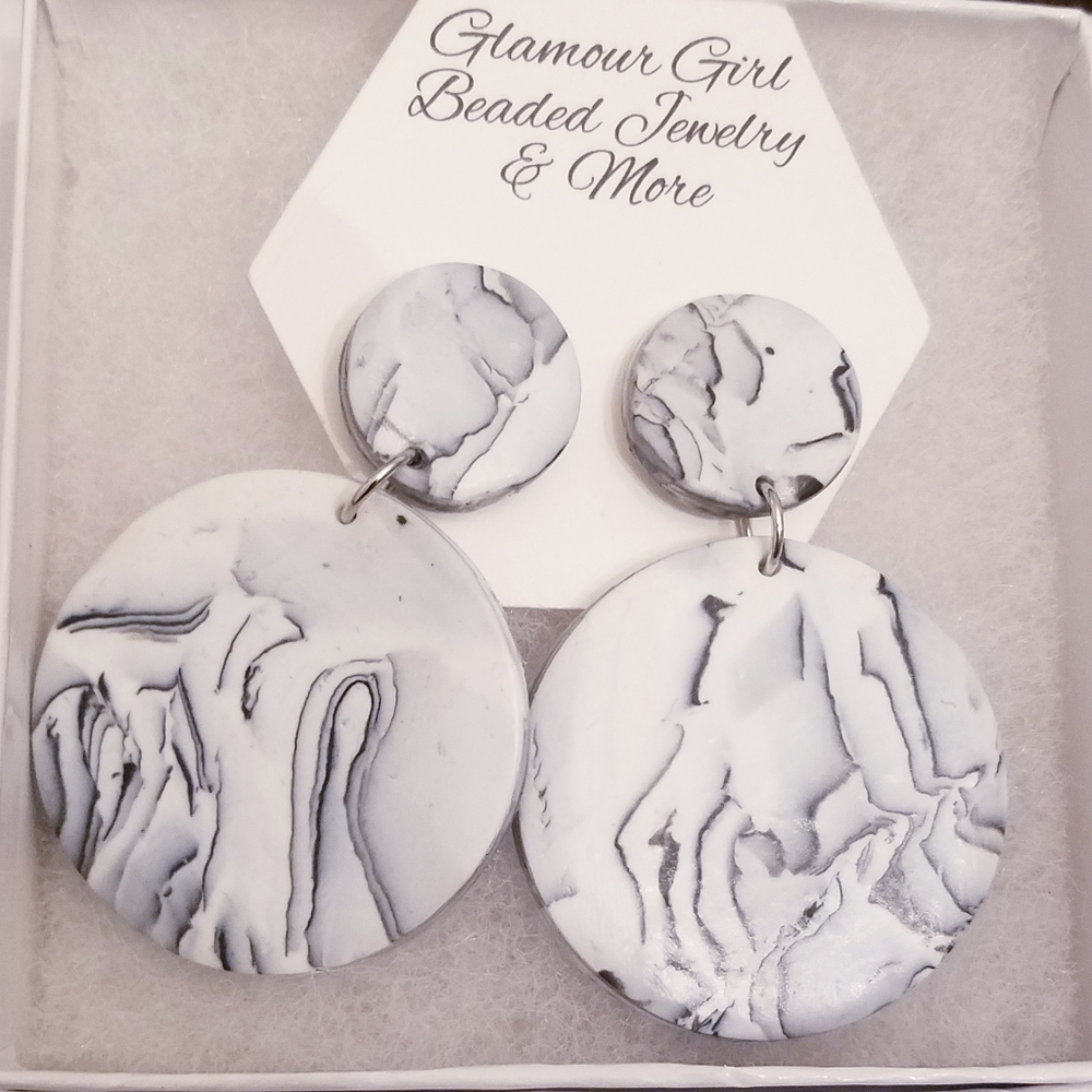 White marble earring set